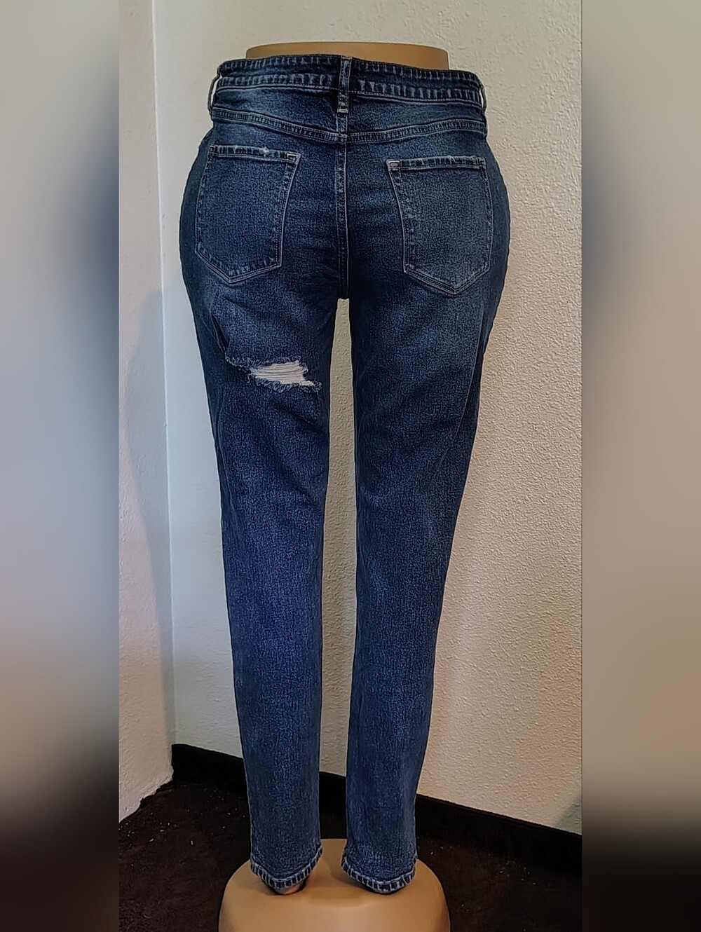 Nature Denim High-Rise Women's Blue Distressed Mom Jeans - Picture 5 of 8